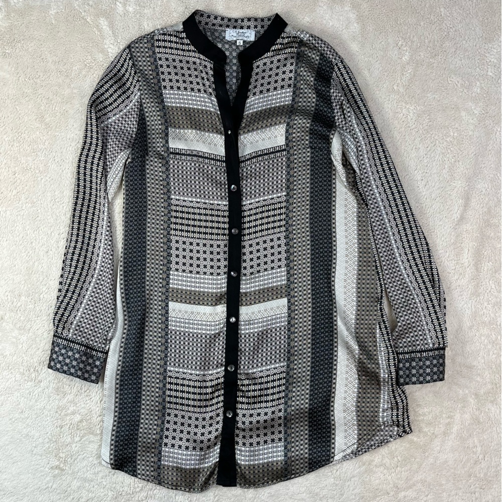 VALENTINA Patchwork Button Up Shirt Dress Small Made in Italy Quiet Luxury